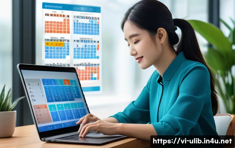 AI 사서 서비스 적용 - A modern Vietnamese office scene showing a young professional using an AI-powered digital assistant ...