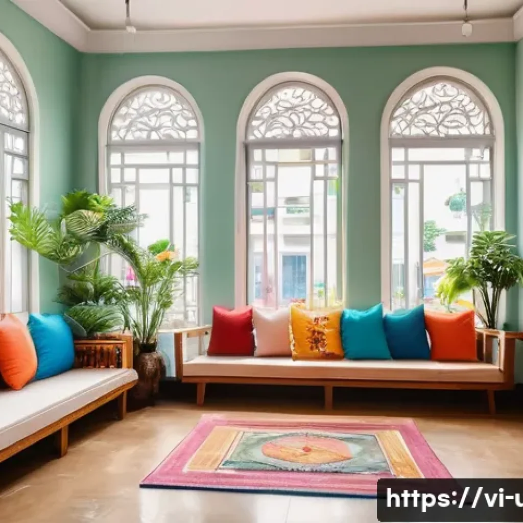 독립 출판 도서관 운영법 - A cozy independent library interior in a bustling Vietnamese city, featuring warm natural lighting s...