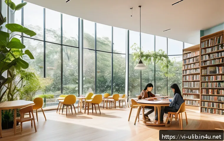 세계 유명 이색도서관 - A modern library interior featuring honeycomb-shaped bookshelves and smooth curved architecture, flo...