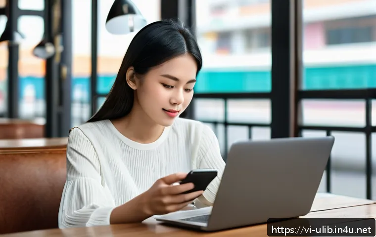 자동 대출 반납 시스템 - A modern Vietnamese woman using a smartphone app to apply for an automatic loan, sitting in a cozy u...
