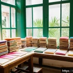 Home 19 수제책 제작 공간 도서관 - A cozy and inspiring handmade book workshop space in Vietnam, featuring natural sunlight streaming t...