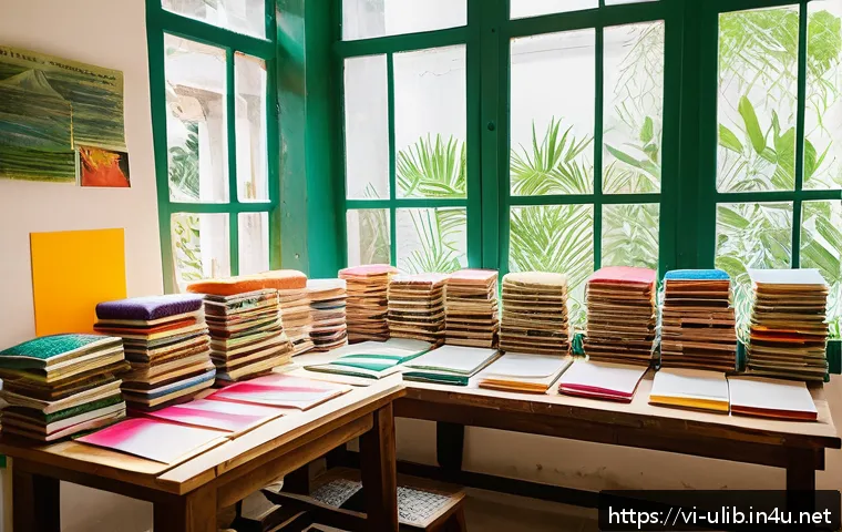 수제책 제작 공간 도서관 - A cozy and inspiring handmade book workshop space in Vietnam, featuring natural sunlight streaming t...