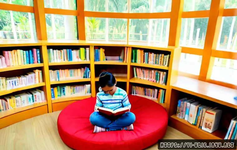 Home 17 어린이 특화 도서관 - Photorealistic interior of a modern children’s library in Vietnam, Vietnamese children ages 6–10 wea...